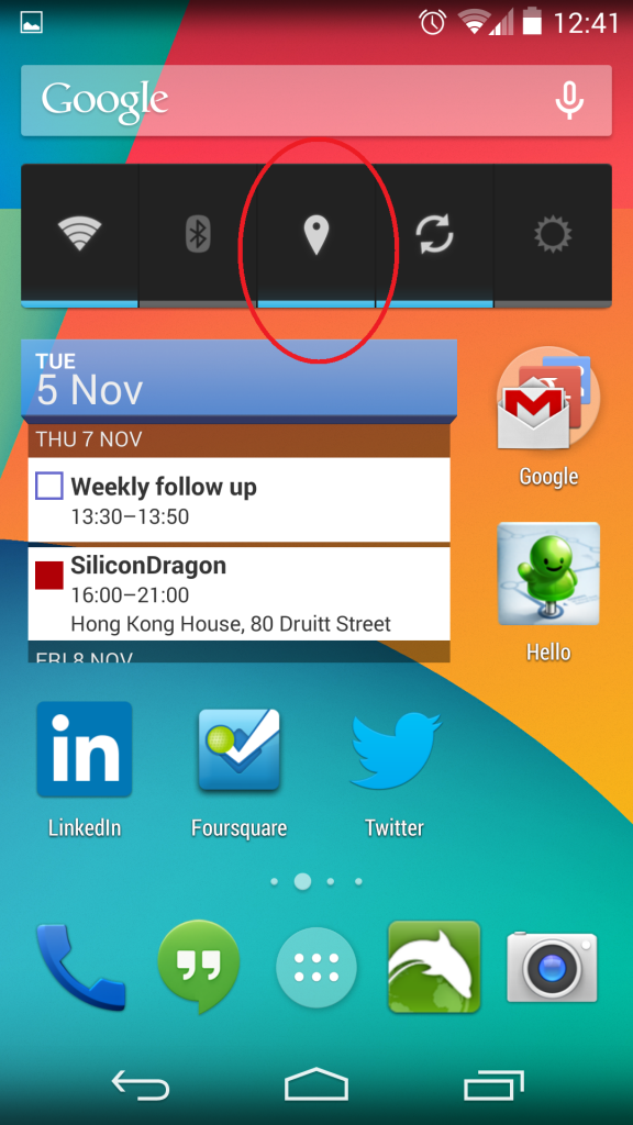 Google Nexus 5 KitKat 4.4 Home screen