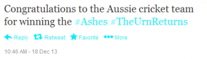#Ashes Twitter Post
