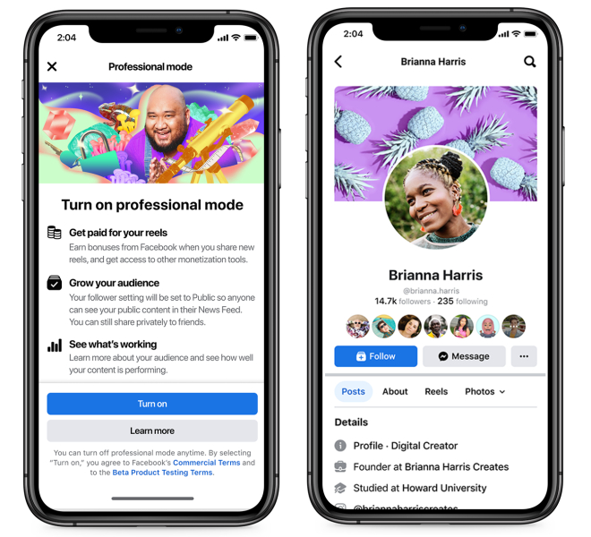 Facebook Launches 'Professional Profiles' To Help More Creators Maximize Their Presence