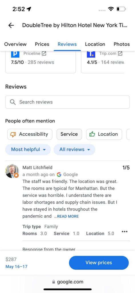 Google Hotel Results Features Reviews for Things to do and Review Summaries2