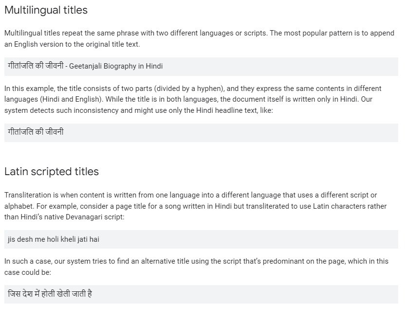 Title Algorithm Updates for Multi-language or Transliterated Titles