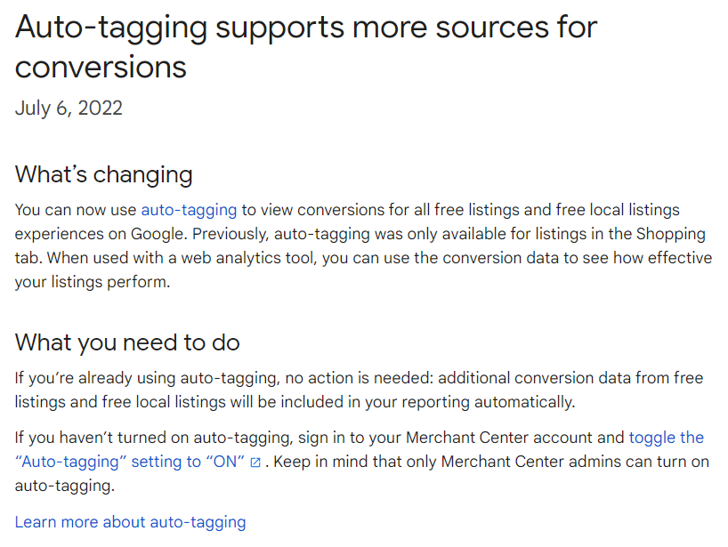 Auto-Tagging Feature Within Google Merchant Center