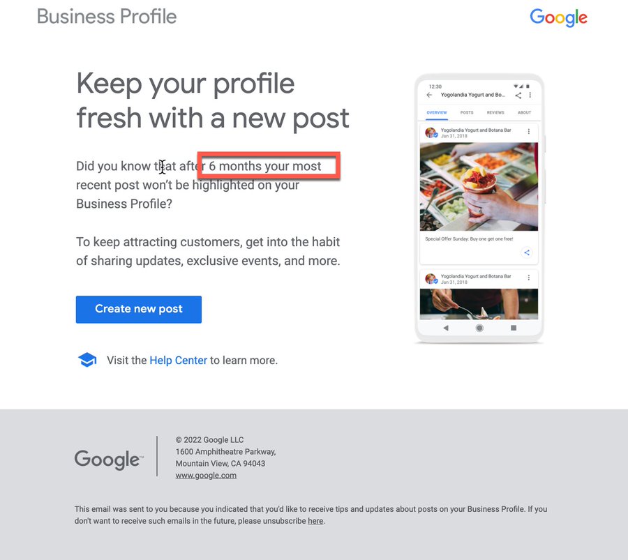 Google Business Profile Posts Expires After 6 Months