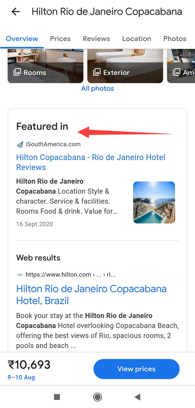 Google Hotel Listings New 'Featured In' Section