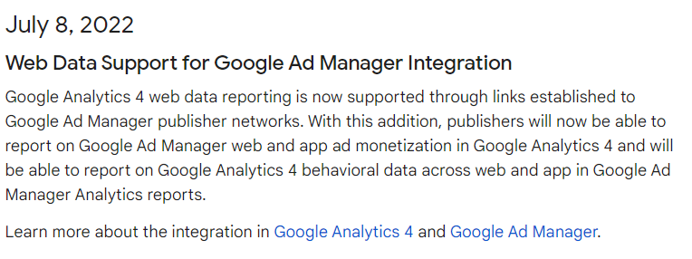 Web Data Support for Google Ad Manager Integration