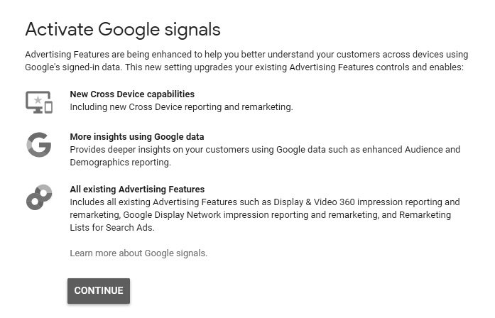 activate google signals
