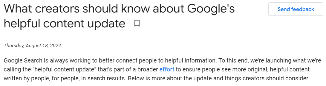 Google's 'Helpful Content' Algorithm Update