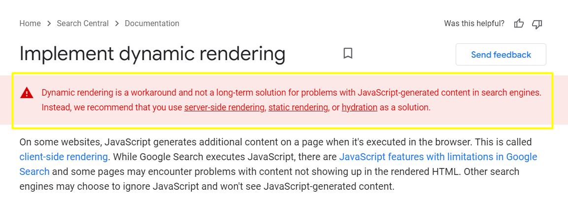 Google's Updated Recommendations on Dynamic Rendering