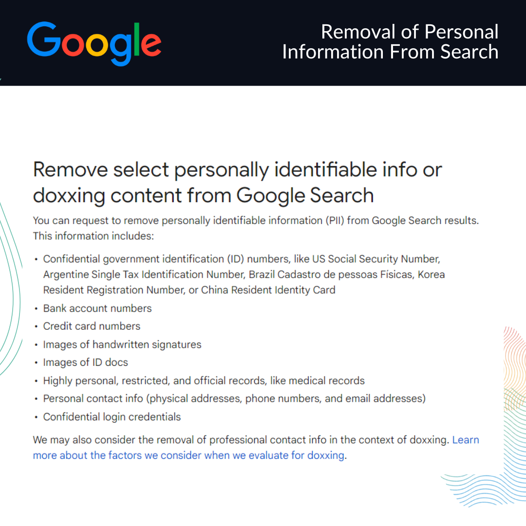 Removal of Personal Information From Search
