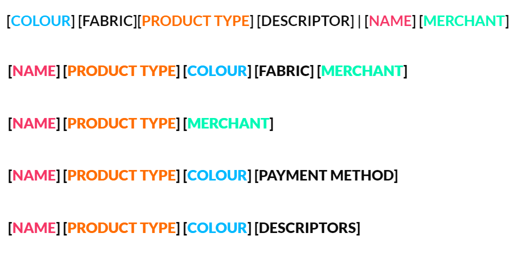 product title structure