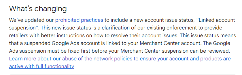 Google Merchant Center Policy Update